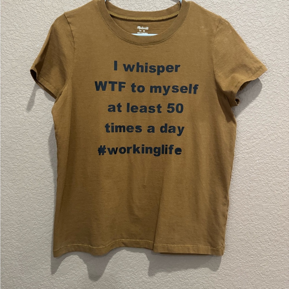 Brown Graphic Tee with Black Text